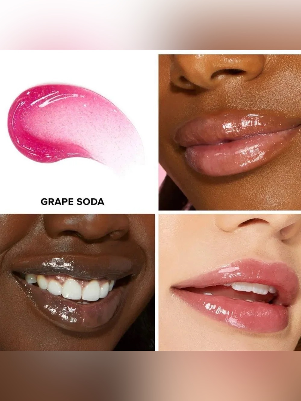 Too Faced Kissing Jelly Hydrating Lip Oil Gloss in Grape Soda NEW